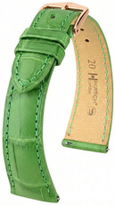 Cinturino in pelle Hirsch London L 04207042-7, verde, pelle di alligatore, lunghezza L, Quick Release