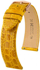 cinturino in pelle Hirsch Genuine Croco L 01808072-7, giallo, pelle di coccodrillo, lunghezza L, Quick Release