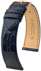 cinturino in pelle Hirsch Genuine Croco L 01808080-7, blu, pelle di coccodrillo, lunghezza L, Quick Release