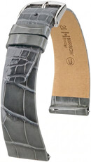 Cinturino in pelle Hirsch Prestige L 02207030-2, grigio, pelle di alligatore, lunghezza L, Quick Release