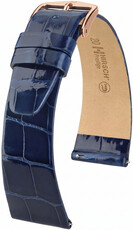 Cinturino in pelle Hirsch Prestige L 02207080-7, blu, pelle di alligatore, lunghezza L, Quick Release