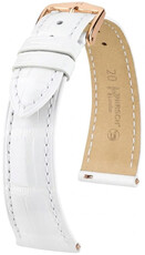 Cinturino in pelle Hirsch London L 04207000-7, bianco, pelle di alligatore, lunghezza L, Quick Release
