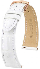 Cinturino in pelle Hirsch London L 04207009-7, bianco, pelle di alligatore, lunghezza L, Quick Release