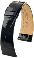 Cinturino in pelle Hirsch Prestige 02207150-7, nero, pelle di alligatore, Quick Release