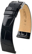 Cinturino in pelle Hirsch Prestige 02307150-2, nero, pelle di alligatore, Quick Release