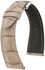 Cinturino in pelle Hirsch London Nubuk L 04277090-2, beige, pelle di alligatore, lunghezza L, Quick Release