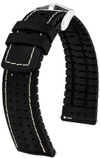 Cinturino in pelle Hirsch Tiger L 0915002050-2, nero, pelle di vitello, lunghezza L, Quick Release