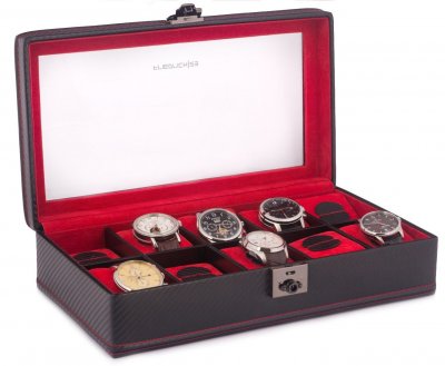 Scatola per orologi Friedrich Lederwaren Carbon 32048-2