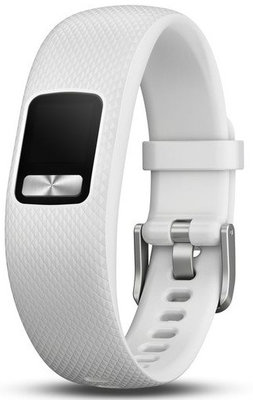 Cinturino Garmin Vívofit 4, in silicone, bianco, fibbia argento, taglia S/M