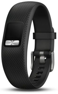 Cinturino Garmin Vívofit 4, in silicone, nero, fibbia argento, L