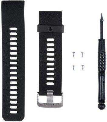 Cinturino Garmin Forerunner 35, in silicone, nero, fibbia argento