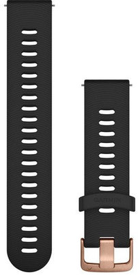 Cinturino Garmin Quick Release 20mm, in silicone, nero, fibbia oro (Venu, Venu Sq, Venu 2 plus, ecc.)