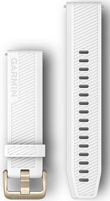 Cinturino Garmin Quick Release 20mm, in silicone, bianco, fibbia oro (Venu, Venu Sq, Venu 2 plus, ecc.)