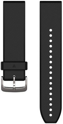 Cinturino Garmin QuickFit 22mm, in silicone, nero, fibbia argento (Fenix 7/6/5, Epix 2, ecc.)