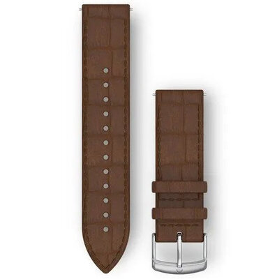 Cinturino Garmin Quick Release 20mm, in pelle, marrone, fibbia argento (Venu, Venu Sq, Venu 2 plus, ecc.)