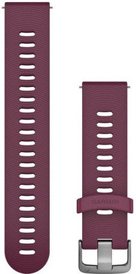 Cinturino Garmin Quick Release 20mm, in silicone, bordeaux, fibbia argento (Venu, Venu Sq, Venu 2 plus, ecc.)