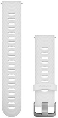 Cinturino Garmin Quick Release 20mm, in silicone, bianco, fibbia argento (Venu, Venu Sq, Venu 2 plus, ecc.)