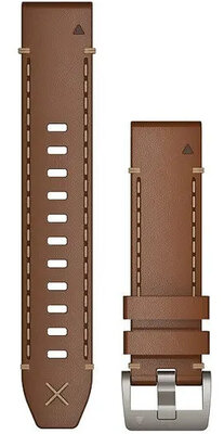 Cinturino Garmin MARQ, in pelle, marrone, fibbia argento
