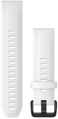 Cinturino Garmin QuickFit 20mm, in silicone, bianco, fibbia nera (Fenix 7S/6S/5S)