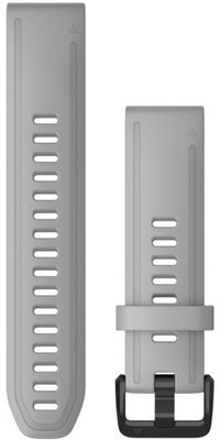 Cinturino Garmin QuickFit 20mm, in silicone, grigio, fibbia nera (Fenix 7S/6S/5S)