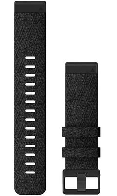 Cinturino Garmin QuickFit 22mm, in nylon, nero, fibbia nera (Fenix 7/6/5, Epix 2, ecc.)