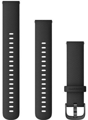 Cinturino Garmin Quick Release 18mm, in silicone, nero, fibbia nera (Venu 2S, Vívoactive 4S, Vívomove 3S) + prolunga