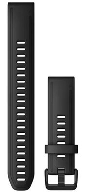 Cinturino Garmin QuickFit 20mm, in silicone, nero, fibbia nera (Fenix 7S/6S/5S)
