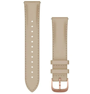 Cinturino Garmin Quick Release 20mm, in pelle, beige, fibbia oro rosa (Venu, Venu Sq, Venu 2 plus, ecc.)