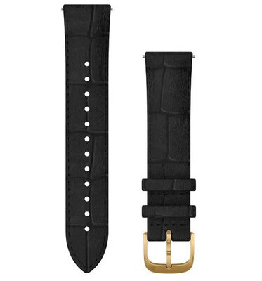 Cinturino Garmin Quick Release 20mm, in pelle, nero, fibbia oro (Venu, Venu Sq, Venu 2 plus, ecc.)