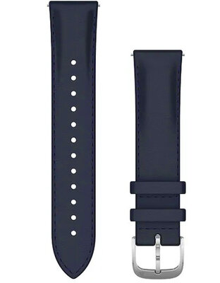 Cinturino Garmin Quick Release 20mm, in pelle, blu scuro, fibbia argento (Venu, Venu Sq, Venu 2 plus, ecc.)