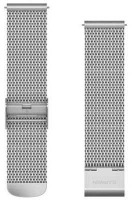 Bracciale in acciaio inossidabile Garmin 20mm (per Venu, Venu Sq, Venu 2 plus ecc.), argento, a maglia milanese, Quick Release, 010-12924-23