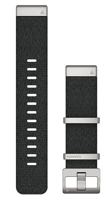 Cinturino Garmin QuickFit 22mm, in nylon, nero, fibbia argento (Fenix 7/6/5, Epix 2, ecc.)