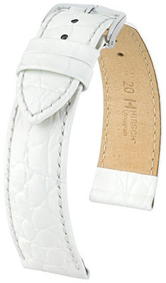 Cinturino bianco in pelle Hirsch Crocograin M 12302800-2 (pelle di vitello)