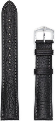 Cinturino in pelle Hirsch Camelgrain L 01009050-2, nero, pelle di vitello, lunghezza L, Quick Release