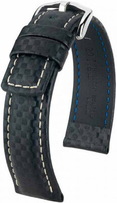 Cinturino nero in pelle Hirsch Carbon L 02592050-2 (pelle di vitello)