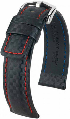 Cinturino di pelle nero Hirsch Carbon L 02592052-2 (pelle-di-vitello)