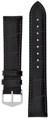Cinturino in pelle Hirsch Duke L 01028050-2, nero, pelle di vitello, lunghezza L, Quick Release