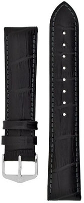Cinturino in pelle Hirsch Duke M 01028150-2, nero, pelle di vitello, lunghezza M, Quick Release