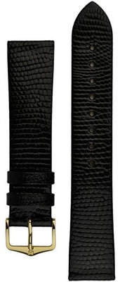 cinturino in pelle Hirsch Lizard L 01766050-1, nero, pelle di lucertola, lunghezza L, Quick Release