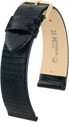Cinturino nero in pelle Hirsch Lizard L 01766050-1 (pelle di lucertola)