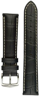 Cinturino in pelle Hirsch Modena L 10302850-2, nero, pelle di vitello, lunghezza L, Quick Release