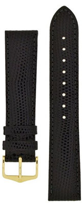 Cinturino in pelle Hirsch Rainbow M 12302650-1, nero, pelle di vitello, lunghezza M, Quick Release