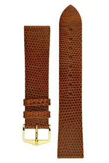 cinturino in pelle Hirsch Lizard L 01766070-1, marrone, pelle di lucertola, lunghezza L, Quick Release