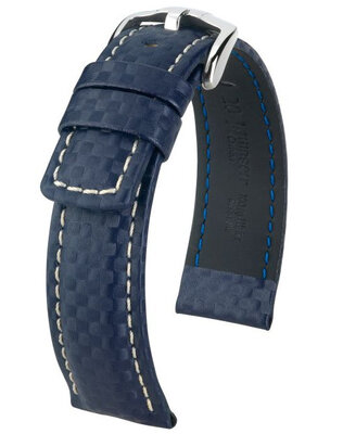 Cinturino in pelle blu scuro Hirsch Carbon L 02592080-2 (pelle di vitello)