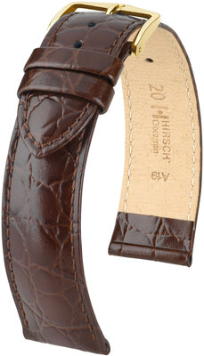 Cinturino in pelle marrone scuro Hirsch Crocograin M 12302810-1 (pelle di vitello)