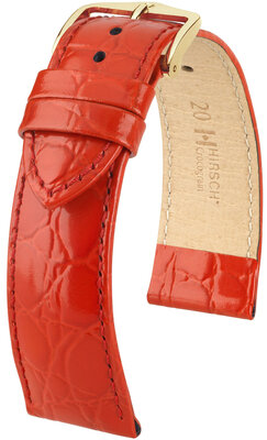Cinturino rosso in pelle Hirsch Crocograin M 12302820-1 (pelle di vitello)