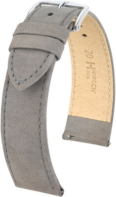 Cinturino in pelle Hirsch Osiris L 03433030-2, grigio, pelle di vitello, lunghezza L, Quick Release