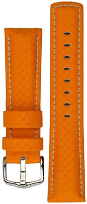 Cinturino in pelle Hirsch Carbon L 02592076-2, arancione, pelle di vitello, lunghezza L, Quick Release