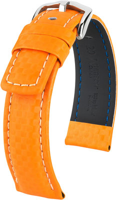 Cinturino arancione in pelle Hirsch Carbon L 02592076-2 (pelle di vitello)