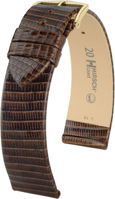 Cinturino in pelle marrone scuro Hirsch Lizard L 01766010-1 (pelle di lucertola)